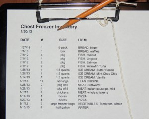 Inventory list for our freezer