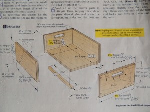 Step 1 was to build a box drawer with cut-out handle.