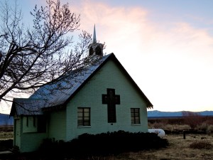 Little green church at Benton Crossing Road and Hwy 395.
