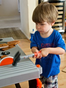 Mike likes to play at home too. This is his new Black and Decker tool bench.