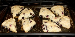 I made a batch of blueberry scones from scratch.