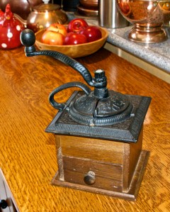 I bought an antique coffee grinder from Goodwill. It actually works, and all four kids grind coffee beans for us.