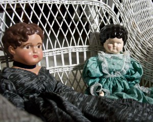 Even toys were different in pioneer times. My grandmother had a china head doll from her childhood in the late 1800s. These are reproductions that I bought at Goodwill.