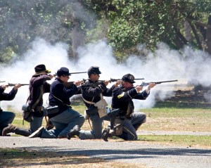 The Union soldiers fought back bravely.